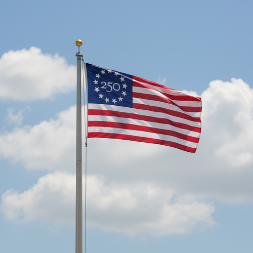 250th Betsy Ross Flag on Flagpole