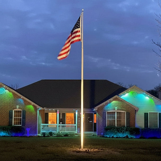 25ft residential flagpole illuminated 