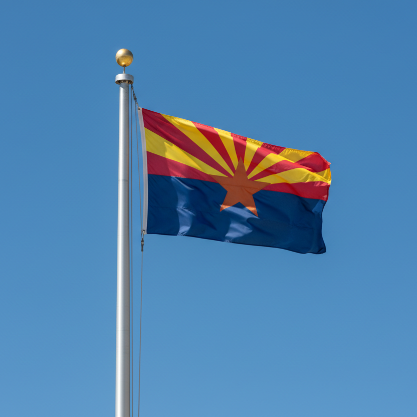Arizona flag on flagpole