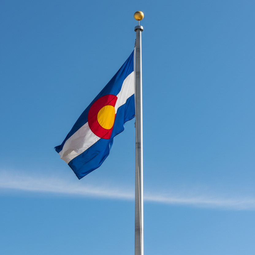 Colorado State Flag on Flagpole