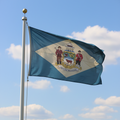Delaware flag on flagpole 