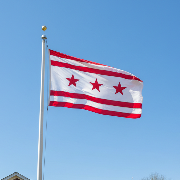 District of Columbia flag on flagpole 