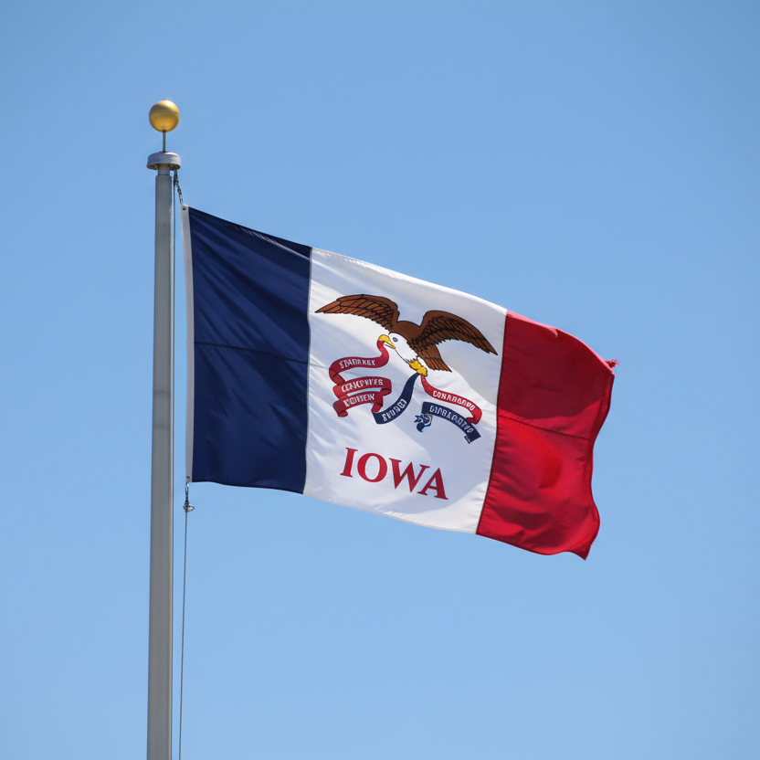 iowa flag on flagpole
