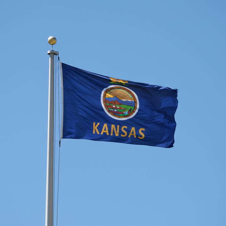 Kansas flag on flagpole