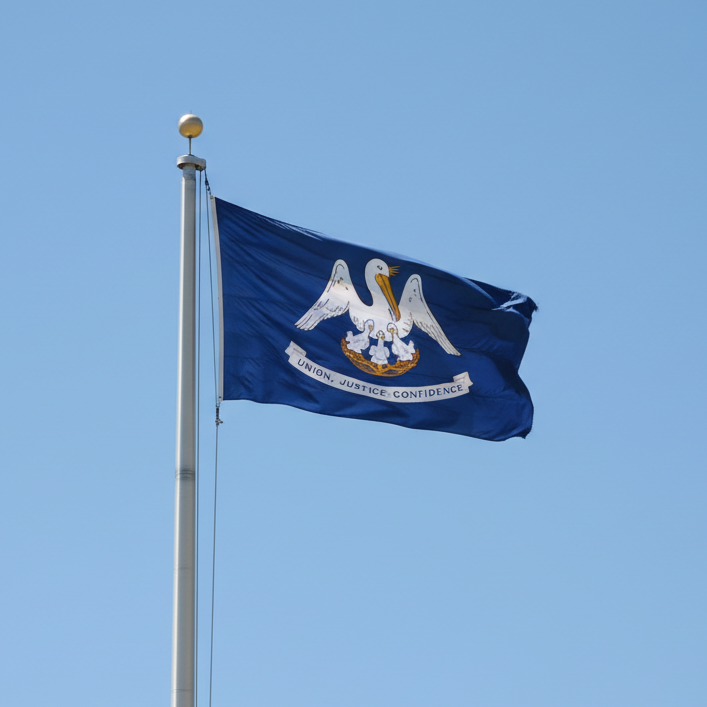 louisiana flag on flagpole