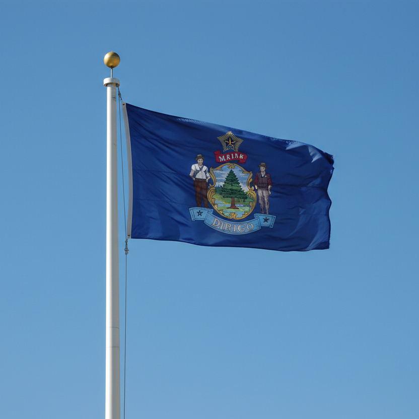 maine flag on flagpole