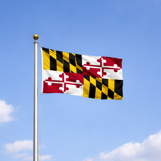Maryland flag on flagpole