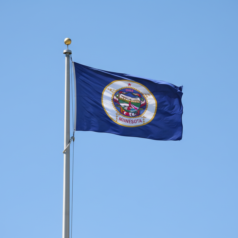 minnesota flag on flagpole 