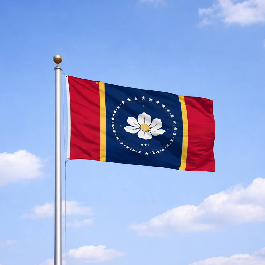 mississippi flag on flagpole