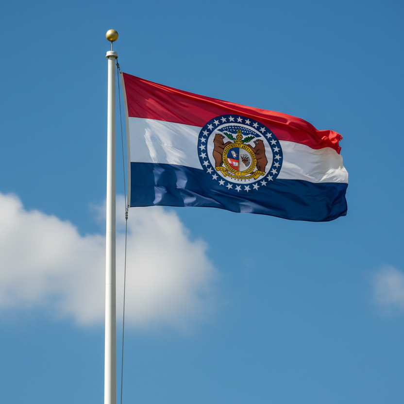 missouri flag on flagpole