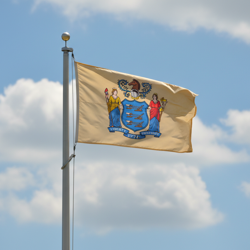 new jersey flag on flagpole 
