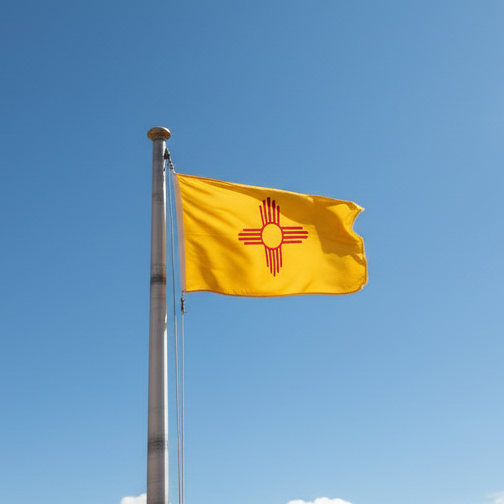 new mexico flag on flagpole