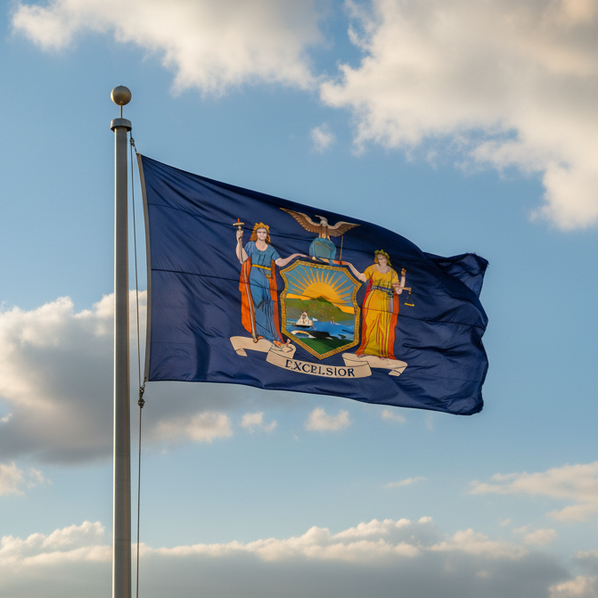 new york flag on flagpole
