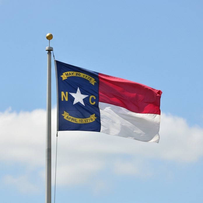 North Carolina flag on flagpole 
