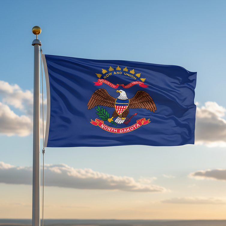 North Dakota flag on flagpole