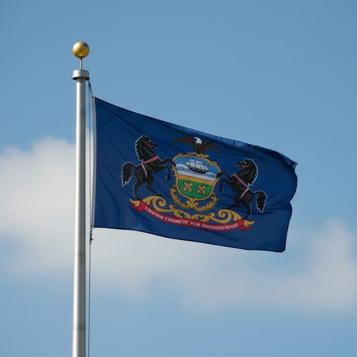 Pennsylvania flag on flagpole