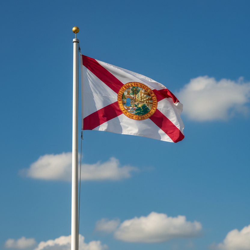 state of florida flag on a flagpole