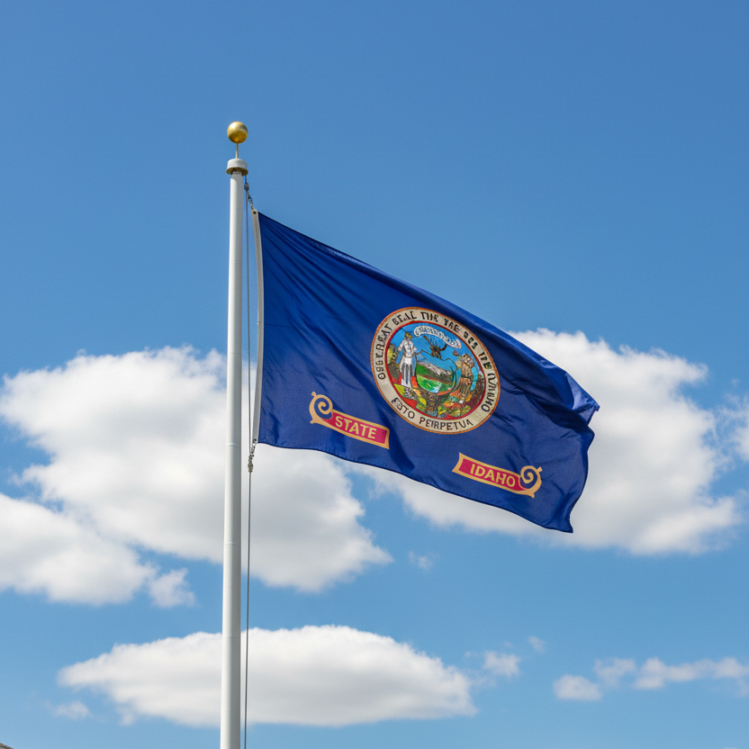 State of Idaho flag on flagpole