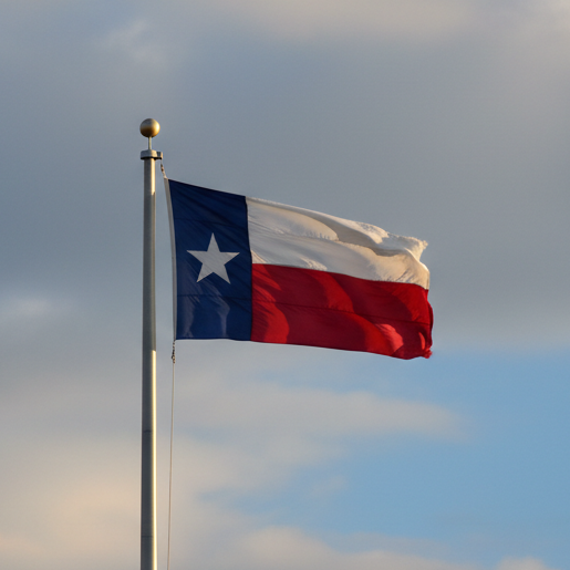 state of texas flag on flagpole
