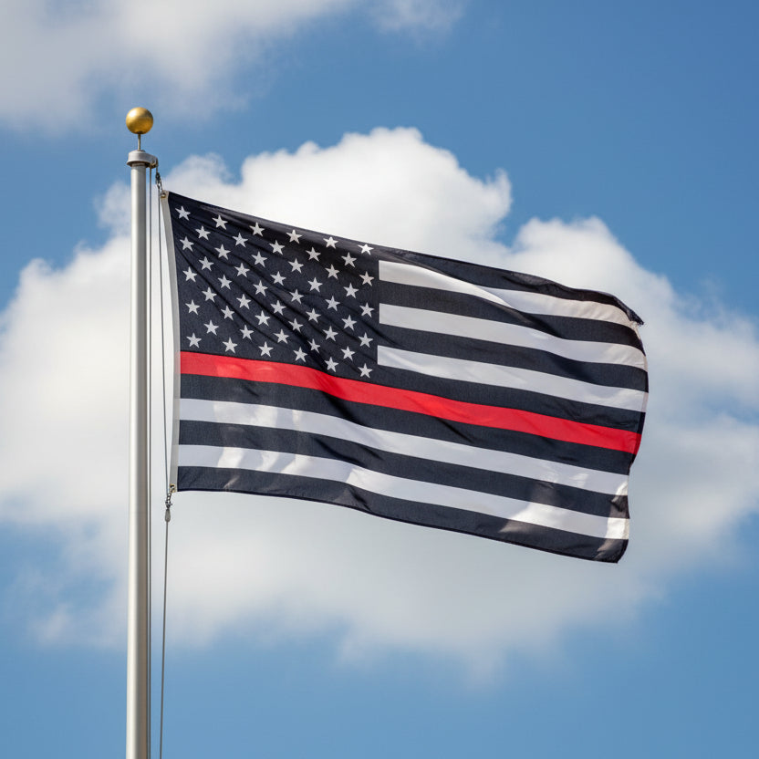 Thin Red Line Flag on Flagpole