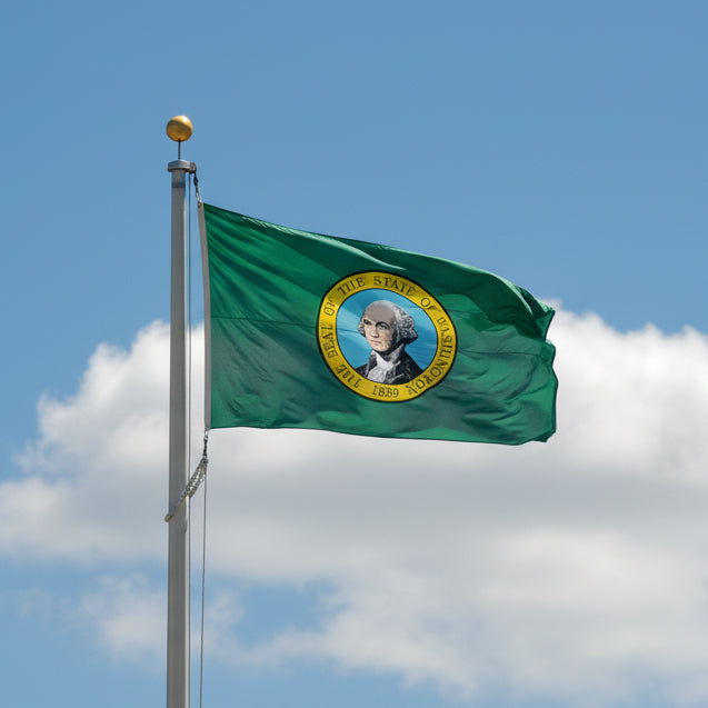 Washington flag on flagpole