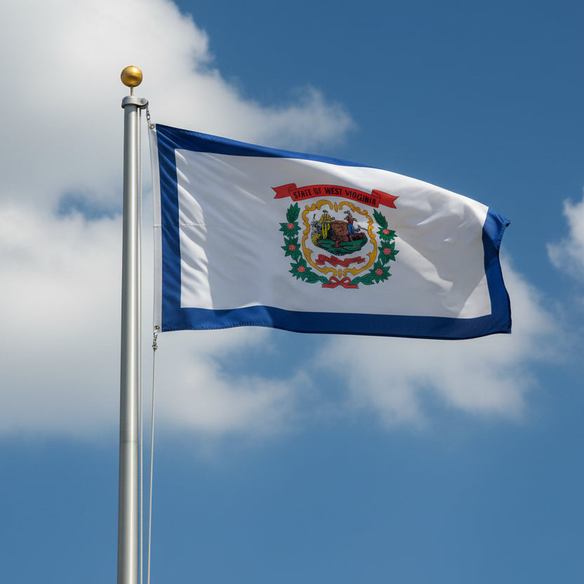 West Virginia flag on flagpole
